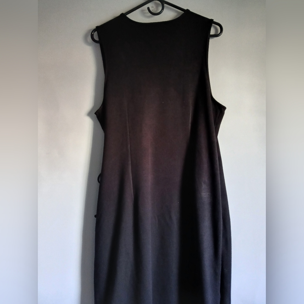 Women's Talbots Petite black rayon knit sleeveless long dress SzPL - Picture 11 of 13